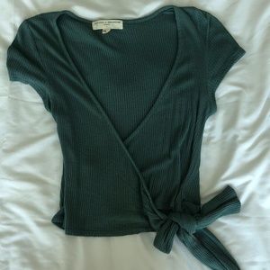 Muted Green short sleeve cropped top
